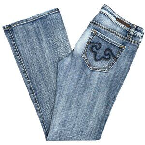 EUC Women's REROCK for EXPRESS Bootcut Low Rise Mid Wash Jeans |‎ Size 8R